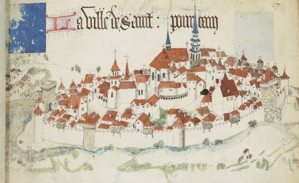 « Registre d'armes » ou armorial d'Auvergne, dédié par le hérault Guillaume REVEL au roi Charles VII.