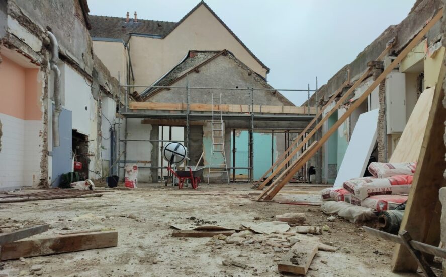 Travaux de la bibliothèque au mois d'octobre 2021
