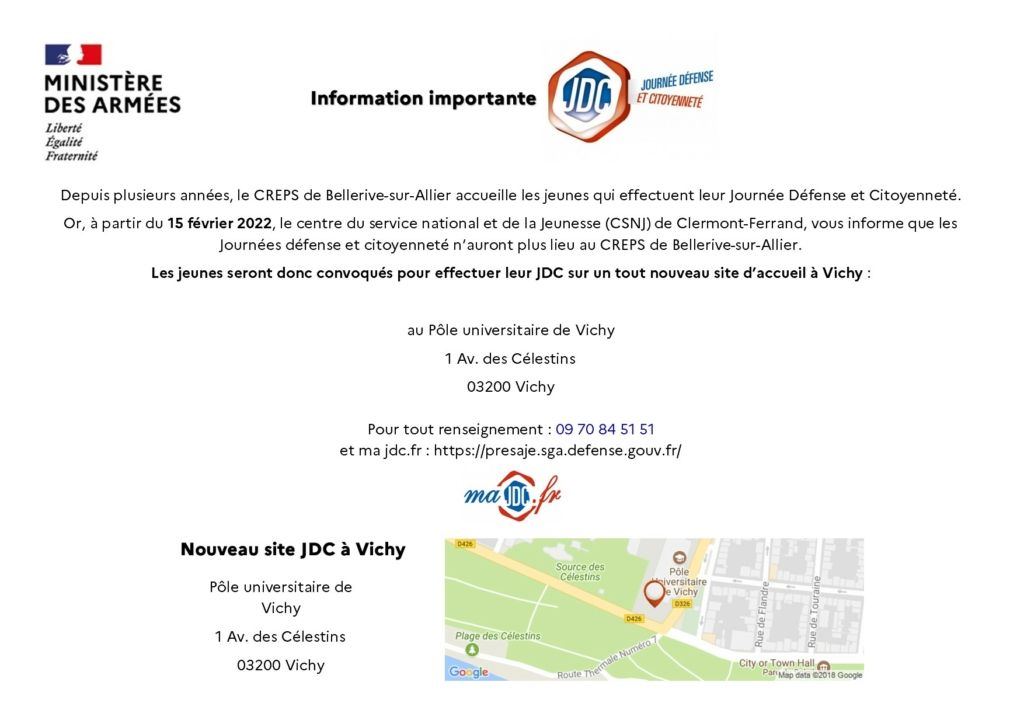 Changement de site journée de défense citoyenne