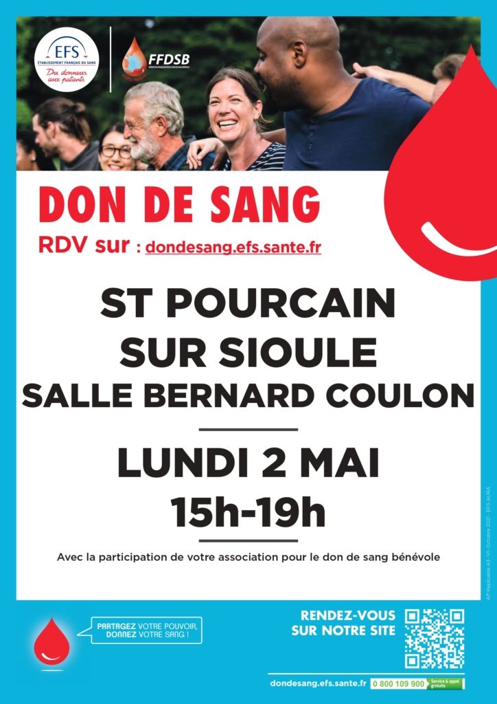 Affiche don du sang collecte du 2 mai