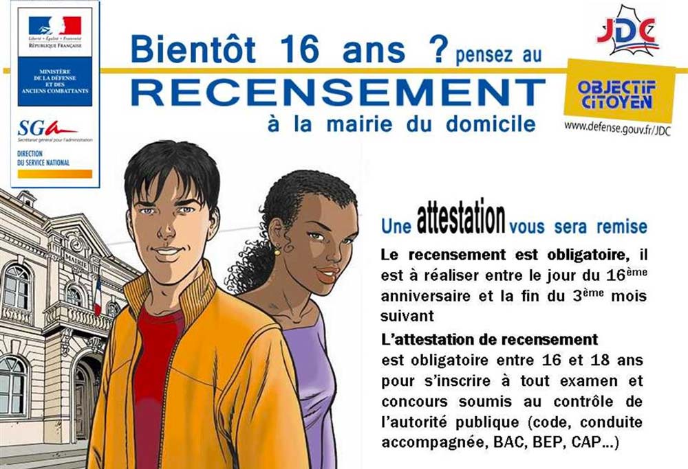 Recensement à 16 ans