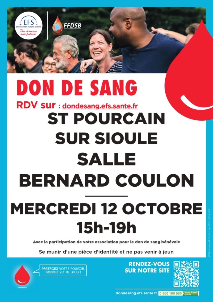 Affiche don du sang 12 octobre 2022