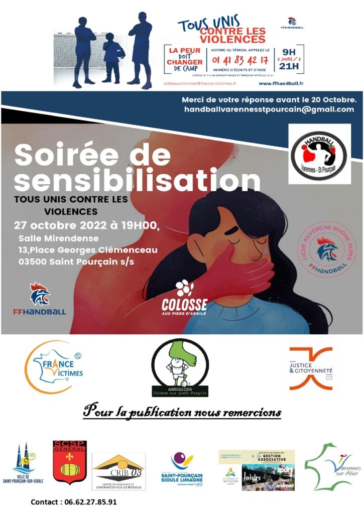 Affiche soirée de sensibilisation violences hand