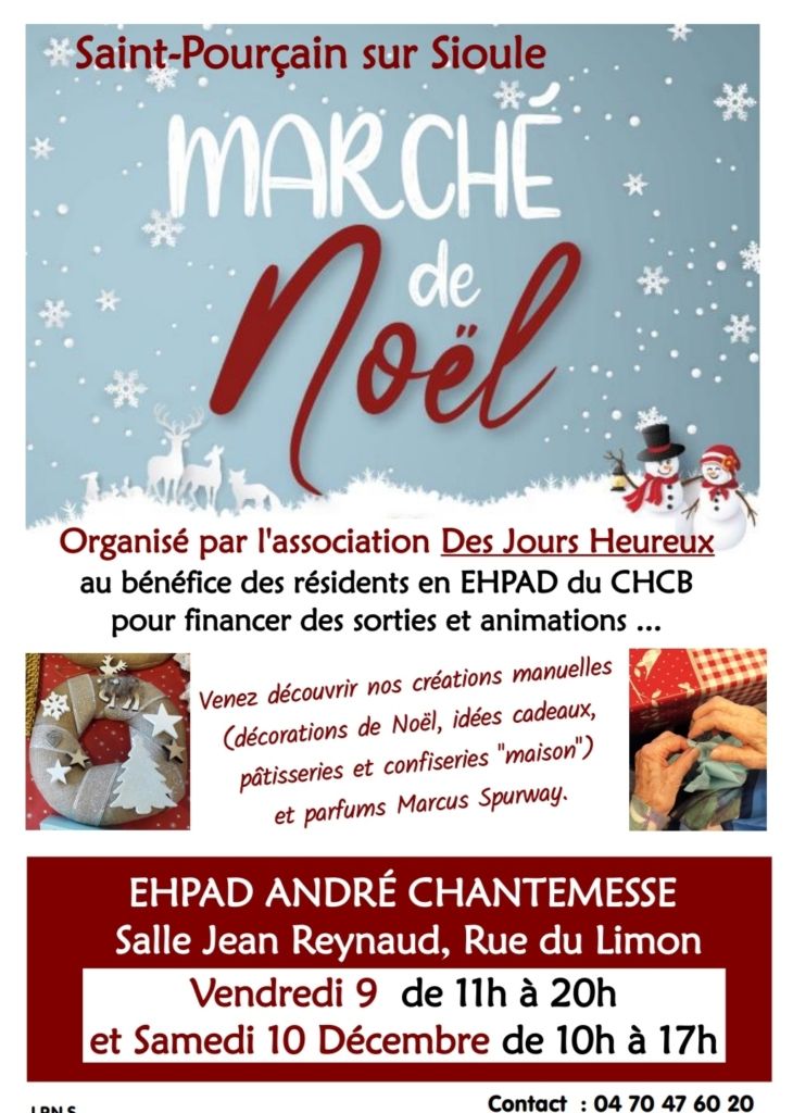 Marché de noël organisé par l'association Des jours Heureux dans le but de financer les sorties et animations de l'Ehpad Chantemesse. 