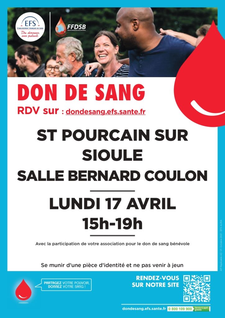 Affiche don du sang 17 avril 2023