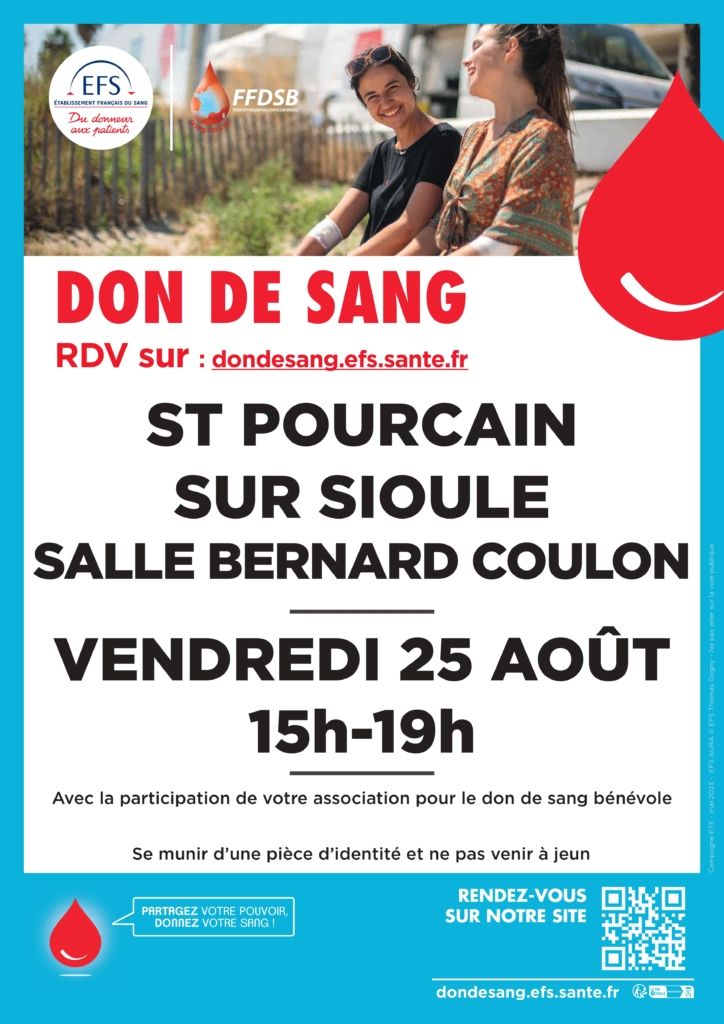 Don du sang vendredi 25 aout 