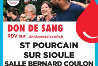 Une collecte de sang aura lieu sur la commune jeudi 28 spetembre de 15h à 19h en salle Bernard Coulon à Saint-Pourçain-sur-Sioule