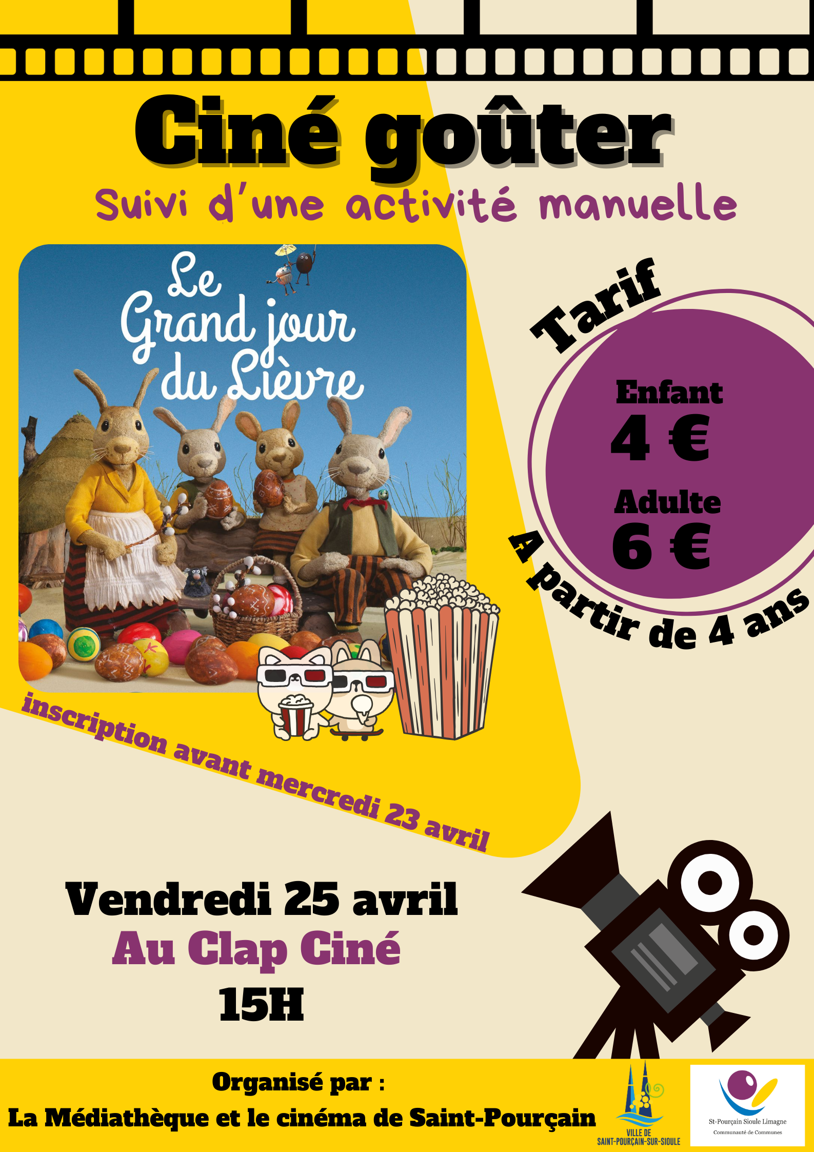 Ciné goûter de la médiathèque « Le grand jour du Lièvre »