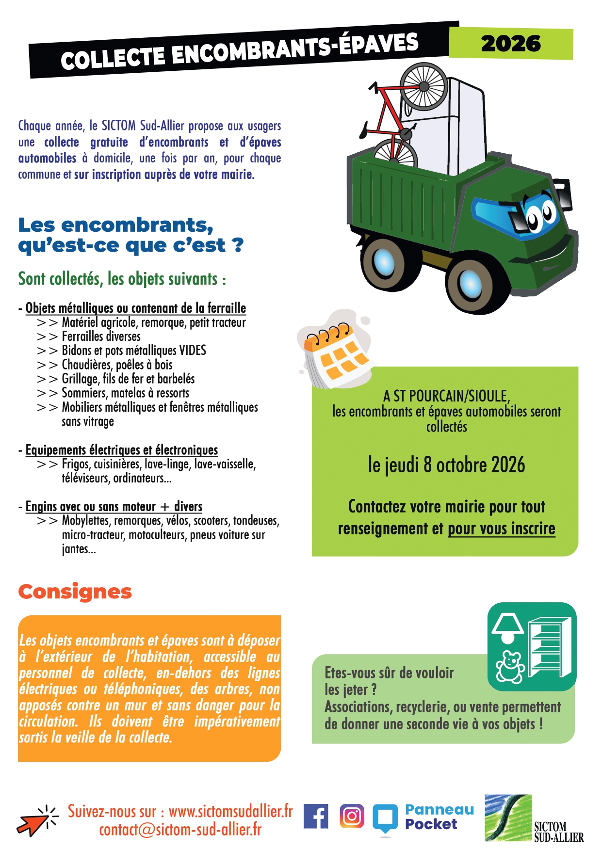 Collecte des encombrants et épaves par le SICTOM Sud-Allier