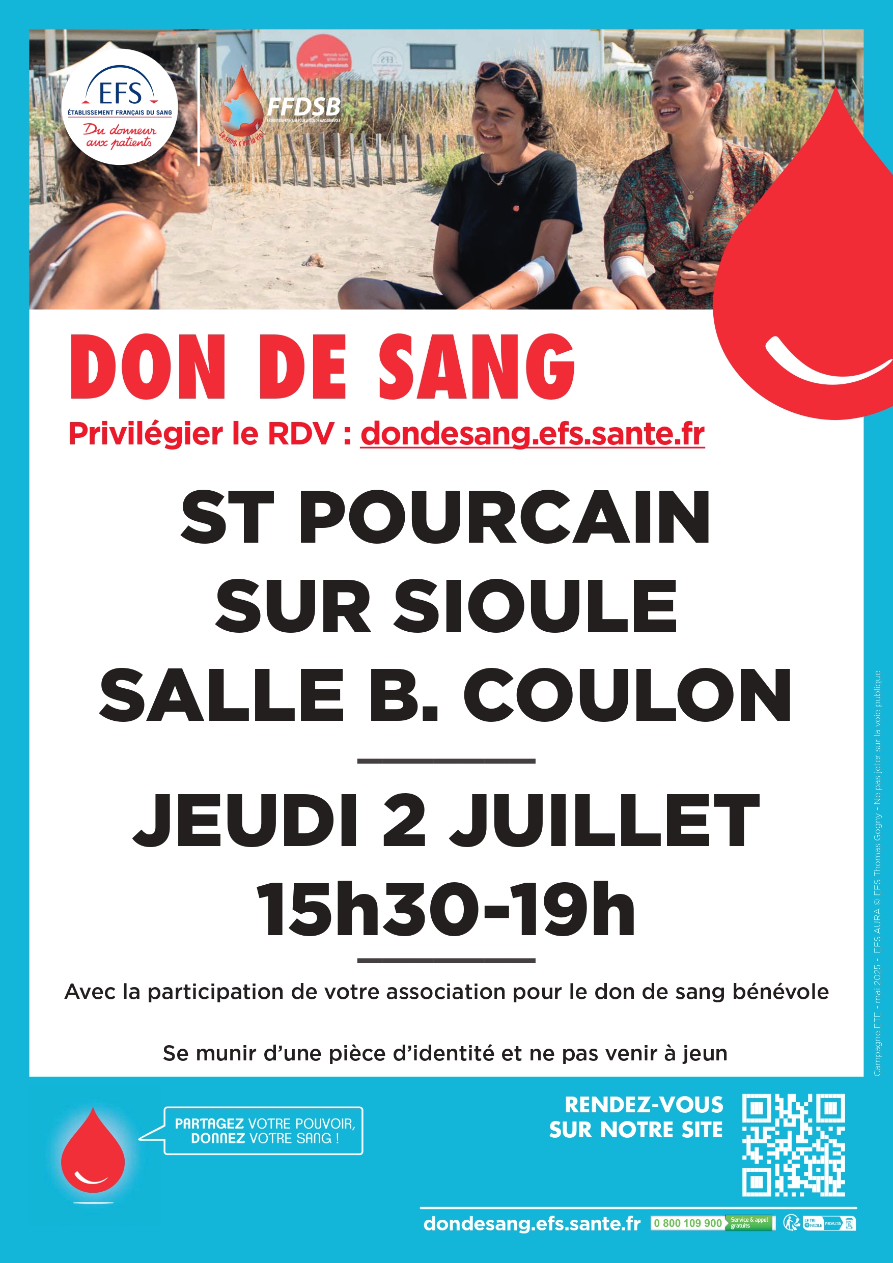 Don du sang – jeudi 2 juillet